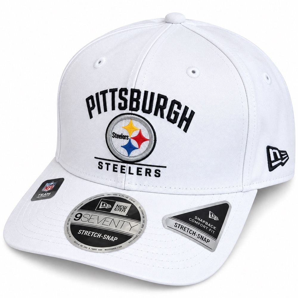 New Era 9SEVENTY Pittsburgh Steelers White Stretch-Snap Snapback Hat NFL NWT
